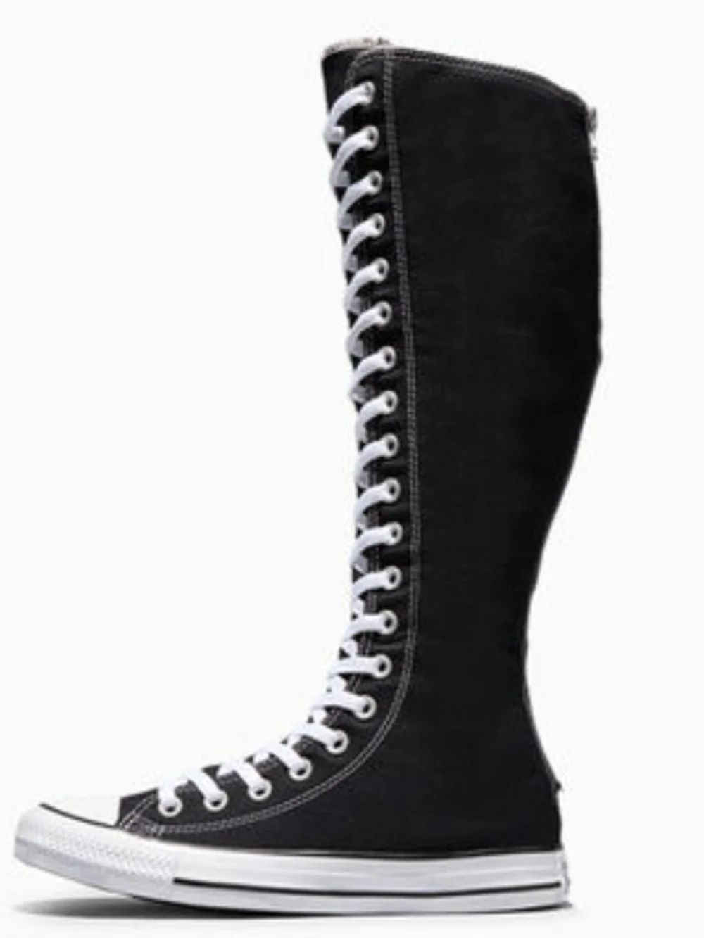 Converse Black Over-the-Knee Lace-Up Knee Boots with White Trim